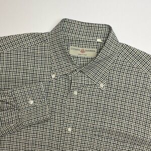 Luciano Barbera Shirt Men's Large Long Sleeve Blue Green Plaid Italy Cotton